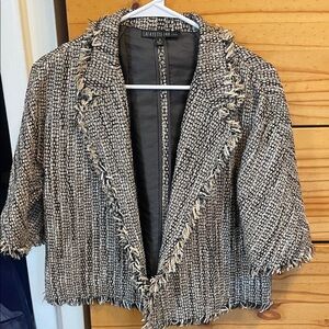 Lafayette 148 New York Black and Cream Textured Jacket